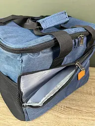 Термосумка з плечовим ременем R98908 ізольована сумка-холодильник з кишенею на блискавці 21 л Синій 34х25х25 см - мініатюра 8