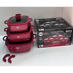 Набір каструль Higher Kitchen HK-323 з гранітним антипригарним покриттям XPRO червоний (41923-HK-323 КРАСНЫЕ_2093) - мініатюра 6