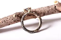 Каблучка з жовтого золота з чорнінням 18 K-0315 - мініатюра 4