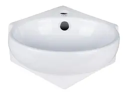 Комплект Qtap Leo N: Раковина підвісна кутова овальна 380x360x130 мм WHITE + Донний клапан PU02O (QT11115010WN47331) - мініатюра 3