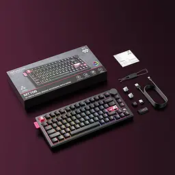 Клавіатура Onikuma ігрова бездротова для ігор з RGB підсвіткою та 3 режимами підключення до 600 годин роботи чорний - мініатюра 10