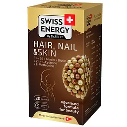 Здоров'я шкіри, волосся та нігтів Swiss Energy Hair, Nail & Skin B1+ B6+ Niacin+ Biotin+ Zn+ L-Cys+ L-Met 30 капсул - мініатюра 2
