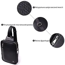 Сумка бананка Grande Pelle 22879 15,5х20,5х3,5 см Чорний - мініатюра 4