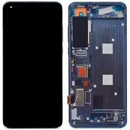 Дисплей Xiaomi Mi 10 чорний, версія "C" Huaxing, Amoled, оригінал PRC переклеєне скло, з рамкою сірого кольору, Twilight Grey, зі шлейфом сканера відбитка пальця