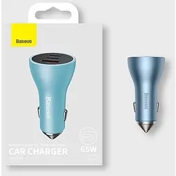 Автомобільний зарядний пристрій Baseus Golden Contactor Pro Quick Charger USB+2Type-C 65W CGJP010003 Blue - мініатюра 2