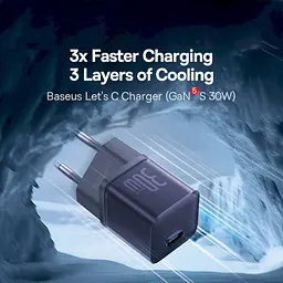 Мережевий зарядний пристрій Baseus GaN5S Fast Charger 1Type-C 30W EU P10162504523-00 Purple - мініатюра 5