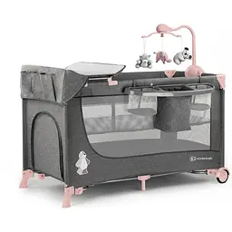 Ліжко-манеж з пеленатором Kinderkraft Joy Pink сіре з рожевим (00-00158383) - мініатюра 2
