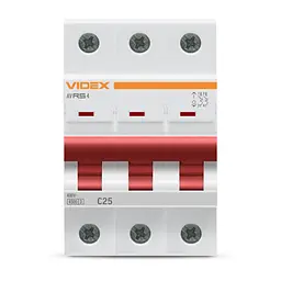 Автоматичний вимикач RS4 3п 25А С 4,5кА VIDEX RESIST VIDEX (26532-000) - мініатюра 2