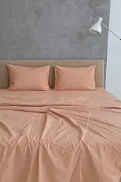 Комплект постільної білизни Ecotton двоспальний 180х215 см із сатину однотонний персиковий (159А) (22902)