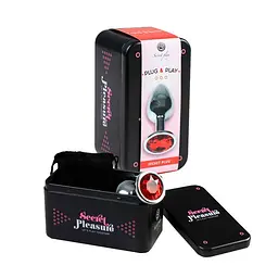 Анальна пробка Secret Play Metal Butt Plug Red M, 8,5 см (червоний) - мініатюра 3