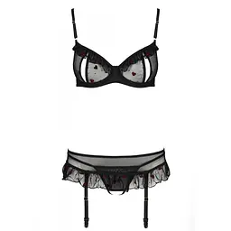 Сексуальний комплект з поясом для панчіх Passion LOVELIA SET L/XL, black - мініатюра 5