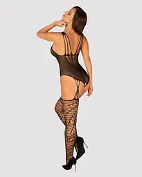Ажурний бодістокінг під павутину Obsessive Bodystocking G325 black чорний комбінезон імітації S/M/L - мініатюра 4