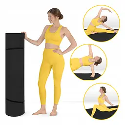 Килимок (мат) спортивний 4FIZJO TPE Gigant 200 x 125 x 2 см для йоги та фітнесу Black (P-5907739318992) - мініатюра 3