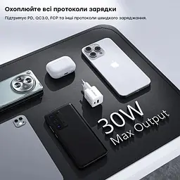 Мережевий зарядний пристрій Choetech USB-A/USB-C PD5012-EU-WH - мініатюра 4