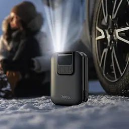 Портативний компресор автомобільний насос Hoco Breeze S53 2500 мАг LED - мініатюра 4