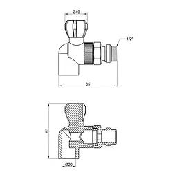Кран кульовий радіаторний PPR Thermo Alliance 20х1/2" кутовий DSW431 - мініатюра 1