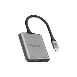 Перехідник USB-C to 2xHDMI 4K Promate (medialink-h2.grey) - мініатюра 1