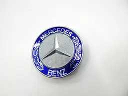 Емблеми коліс Mercedes (Хром + Сині) 75 мм (4 шт) - мініатюра 3