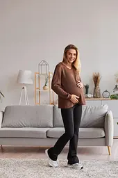 Жіночий трикотажний лонгслів для вагітних Wien розмір XXL-3XL (50-52) Lullababe Шоколадний - мініатюра 8