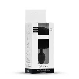 Анальна пробка - Bunny Tail Silicone Black Plug Black - мініатюра 7