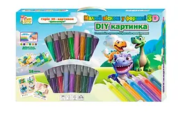 Малюй піском "Діно" 84985 4FUN Game Club 16 карток, 12 кольорів піску, 4 мольберти, щітка, в коробці (6945717413993)