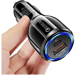 Автомобільний зарядний пристрій No Brand CWa USB - Type-C QC 3.0 Black (Н051037) - мініатюра 2