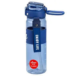Пляшка для води спортивна Hello 860 мл з тубочкою та ручкою, синій Happy Life HP17303BL - мініатюра 5