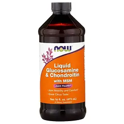 Препарат для суглобів і зв'язок NOW Glucosamine and Chondroitin, 473 мл