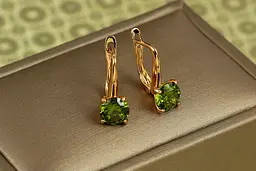 Сережки Xuping Jewelry солістка з смарагдовим каменем 1,7 см золотисті - мініатюра 2