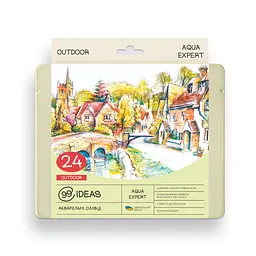 Набір олівців акварельних 99IDEAS "Aqua Expert" 24 кольори, Outdoor, металева коробка, 99AE-24OUTD