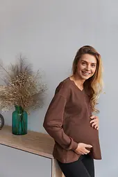 Жіночий трикотажний лонгслів для вагітних Wien розмір L-XL (46-48) Lullababe Шоколадний - мініатюра 10