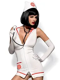 Еротичний костюм Obsessive Emergency dress S/M білий - мініатюра 2