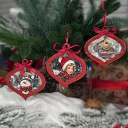 Творчий набір для створення 3-х ялинкових прикрас "Vintage Christmas" FDCKW-053 - мініатюра 4