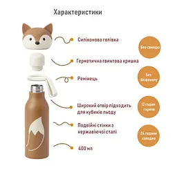 Дитяча термопляшка Zazu Лисеня 400 мл (ZA-BOTTLE-03) - мініатюра 2