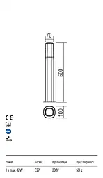 Стовпчик CRAYON ST500 E27 42W IP44 DG (4.1.1) Redo 9075 - мініатюра 3
