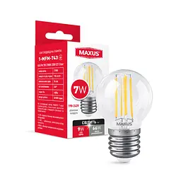 Лампа світлодіодна філаментна Maxus G45 FM 7W 2700K 220V E27 Clear