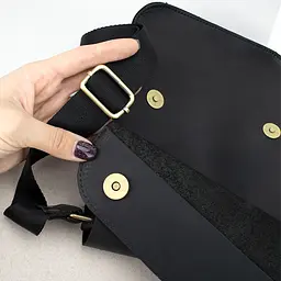 Сумка чоловіча шкіряна Handycover S416 чорна матова з клапаном - мініатюра 6