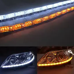 Денні ходові вогні ДХО гнучкі 12v / 60 см / з поворотом, що біжить / 16 Кристалів / Білі 2 шт. - мініатюра 7