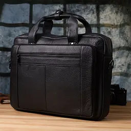 Зручний портфель для чоловіків з натуральної шкіри Vintage 23042 чорний - мініатюра 9