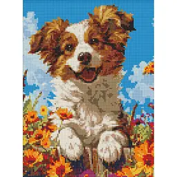 Алмазна мозаїка "Собака у квітах" art_selena_ua Ideyka AMO20015, 30х40 см