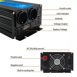 Інвертор перетворювач напруги Lvyuan F-2000P 12-230v 2000/4000w чистий синус - мініатюра 2