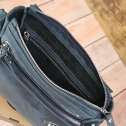 Чоловіча шкіряна сумка GS c декоративною строчкою 23*20*7 см синя (АР 001 син) 200 - мініатюра 7