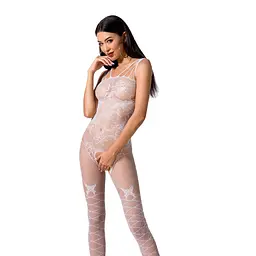 Ажурний бодістокінг з інтимними вирізами Passion BS076 white - мініатюра 1