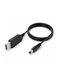 Кабель USB для роутера з перетворювачем напруги 5V-12V USB - DC 5.5X2.1 1A, 1M, Інтернет без світла, чорний (4263594584)