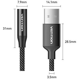 Звукова карта USB AUX jack, TRRS Ear, 0.25 м 96 кГц/24 біт 2-в-1 DSP шумозаглушення Vention - мініатюра 2
