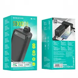 Повербанк чорний із швидкою зарядкою зовнішній акумулятор Power bank BOROFONE BJ14D 50000mAh PD22 5W - мініатюра 6