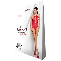 Бодістокінг з декольте Passion BS088 red, імітація корсетної шнурівки - мініатюра 6