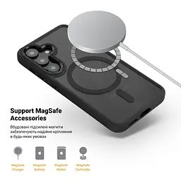 Чехол Samsung Galaxy S25 Plus 5G, Unit MagSafe, черный, прозрачный, магсейф, противоударный, магнитный, панель-накладка с поддержкой MagSafe, с поддержкой беспроводной зарядки, TPU+PC, защита всего корпуса, ударопрочный, ArmorStandart (ARM82263) - мініатюра 4