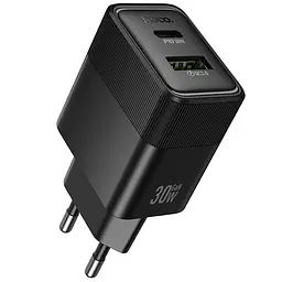 Мережевний зарядний пристрій Hoco CS112A Lounge PD30W+QC3.0 1USB-A/1C Black - мініатюра 4