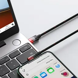 Дата кабель USB-C to Lightning 1.0m 20W 90° corner black/red Baseus (CAVP000220) - мініатюра 7